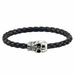 UNISEX LEDER ARMBAND MIT TOTENKOPF